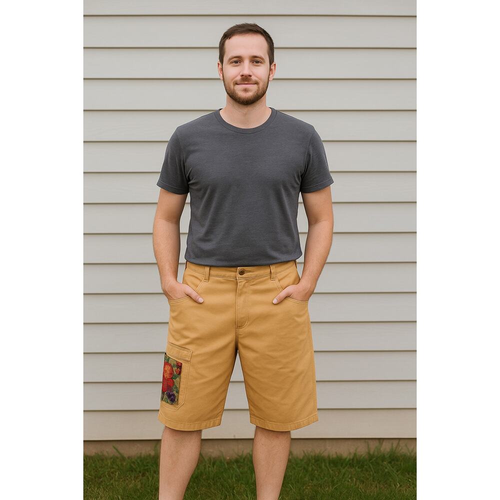 Vtg Timberland Carpenter Cargo Shorts Canvas patch art Y2k Boho dadcore Sz 44